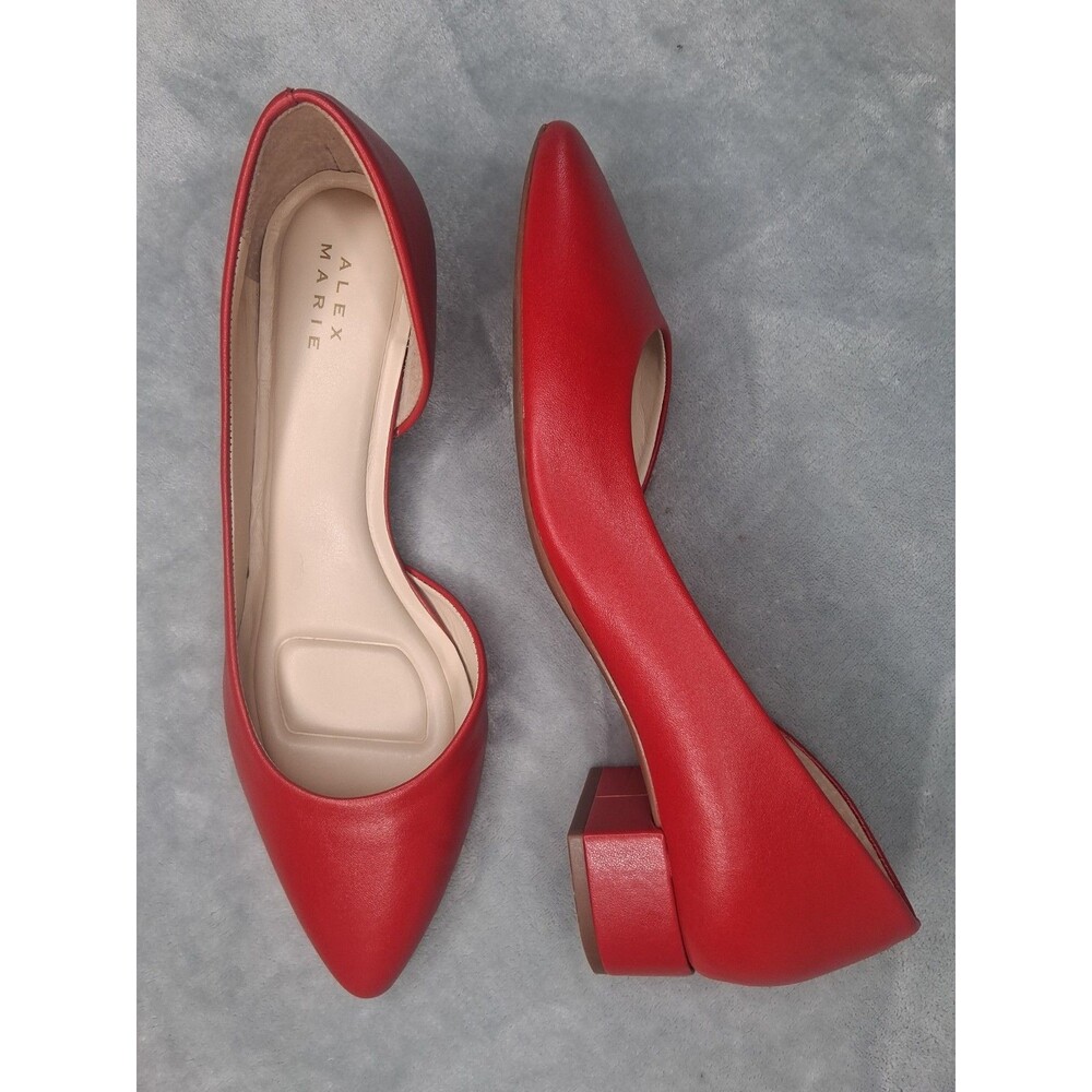 Alex Marie Red Pointed-Toe Block Heel Pumps